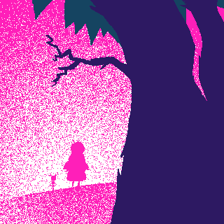 silhouette tree in fg, pip + morgan bg